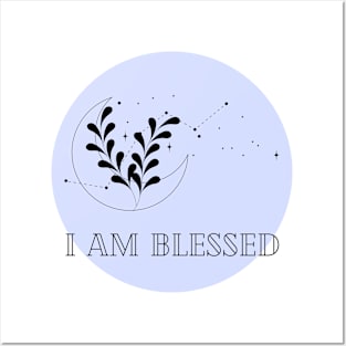 Affirmation Collection - I Am Blessed (Blue) Posters and Art